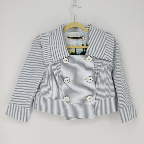Anthropologie Daughters Of The Liberation Thursday Stripe Crop Jacket Size 00 - Picture 3 of 7